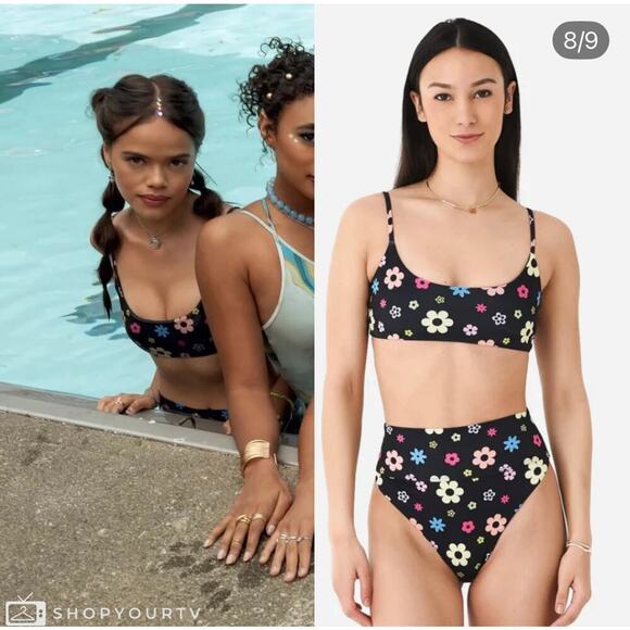 Beach Riot Lou Bikini Top Floral Printed Size Medium Flower Power Print PLL - Picture 1 of 9